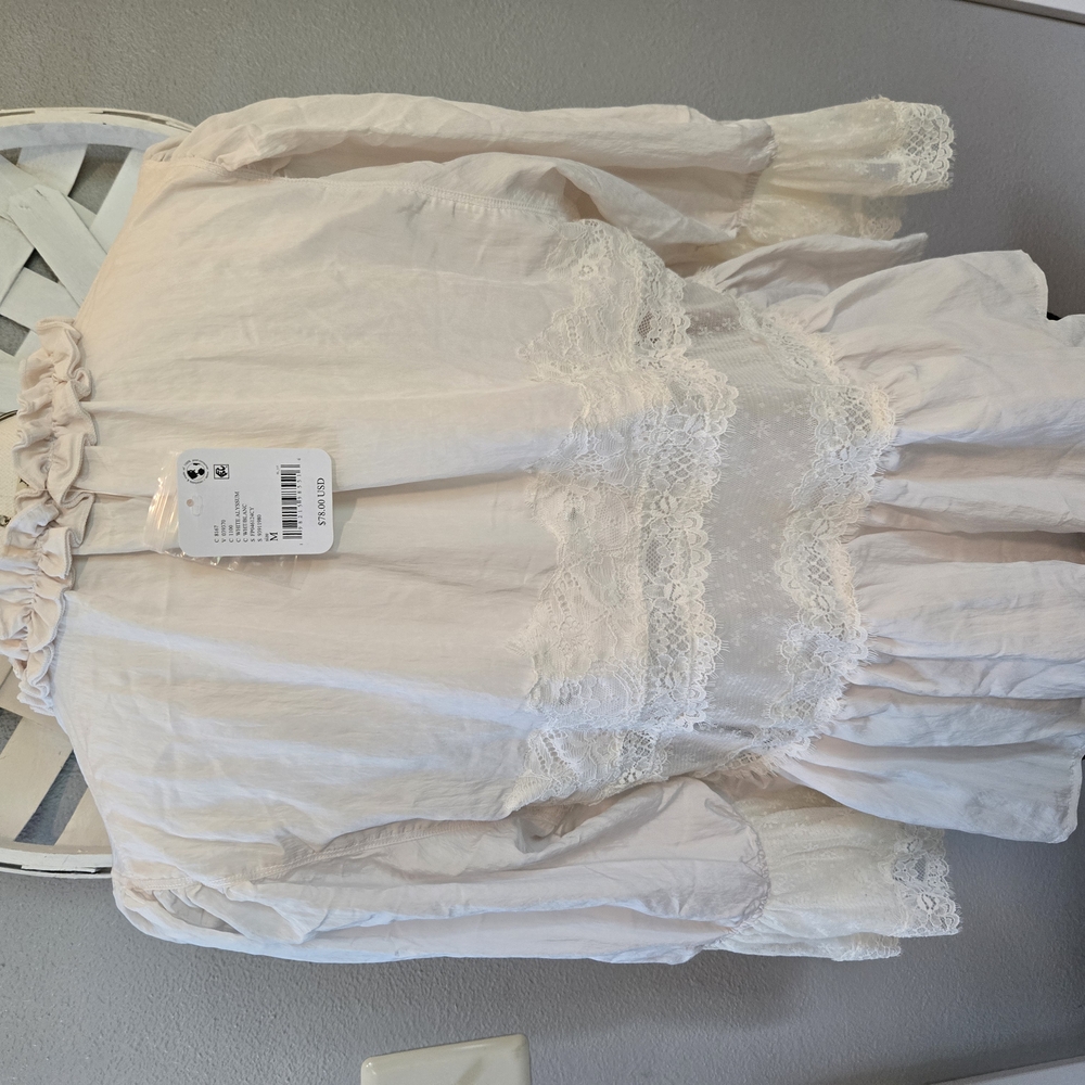 Free People Forever Young Elegant White Lace Blouse - Picture 8 of 14